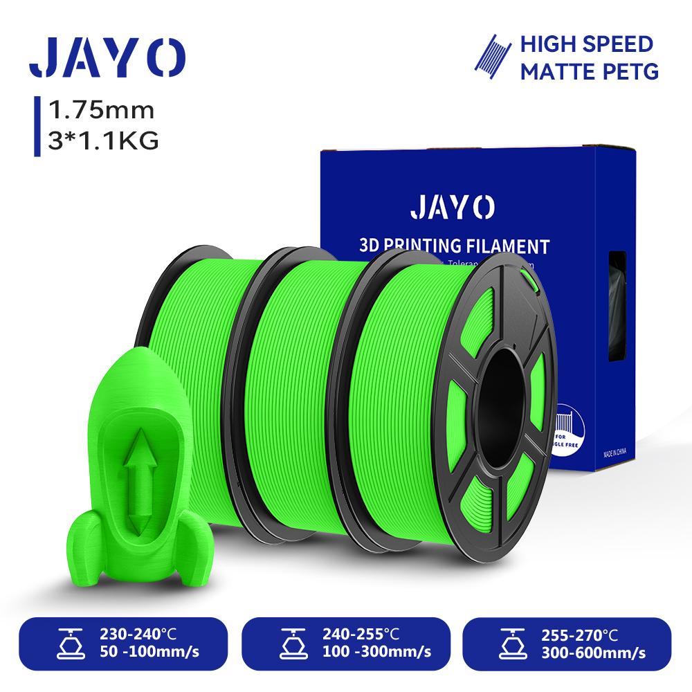 JAYO 3Rolls 3D PETG / High Speed Matte PETG 3D Filament 1.75mm 30mm/s - 600mm/s Print Range PETG 3D Printer Filament for 3D