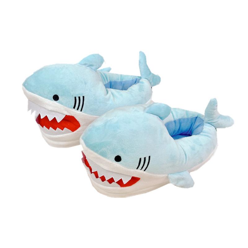 Unisex Cartoon Shark Plush Slippers for Men Women Soft Animal Funny Home Indoor Winter Warm Floor Shoes