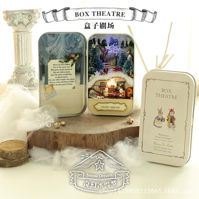 Box Theater Wooden Mini Doll House Box Cute 3D Puzzle Assemble Model Making Room Toys Bedroom Decorations With Furniture Gifts