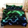 Cool Grid 3D Visual Effect Printing Quilt Cover Vibrant Color Scheme Style Bedding Cover Polyester Comfortable Duvet Cover