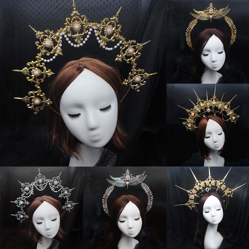16Styles Lolita Virgin Mary Baroque Tiara DIY Material Package Gorgeous Gothic Vintage Church Halo Crown Headband
