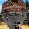 Ethnic Tribal Pattern Long Sleeve Shirt, Stylish Casual Button-Down For Men