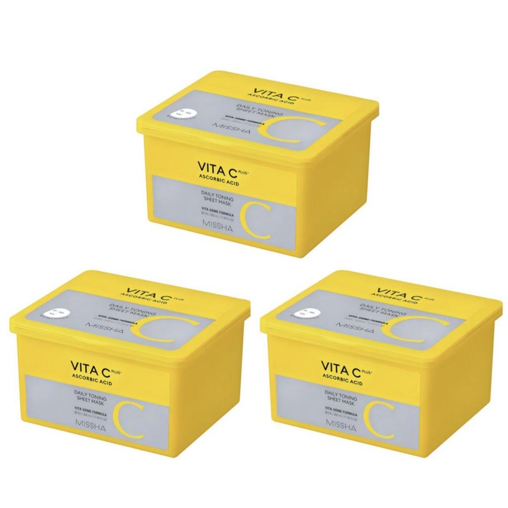 MISSHA Vita C Plus Ежедневная тонизирующая листовая маска 350 мл 30 шт.