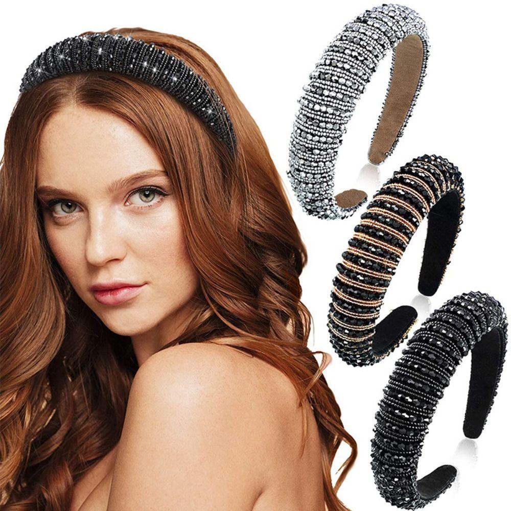 Elegant Baroque Crystal Headband Beads Rhinestone Hair Hoop Vintage Hair Accessories Wedding