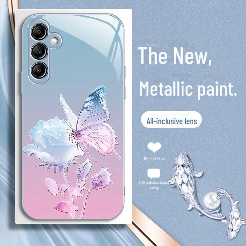 Чехол Galaxy A-Series All-Inclusive Gradient Butterfly Flower Rose для A21S, A23, A31, A52S, A70, A72
