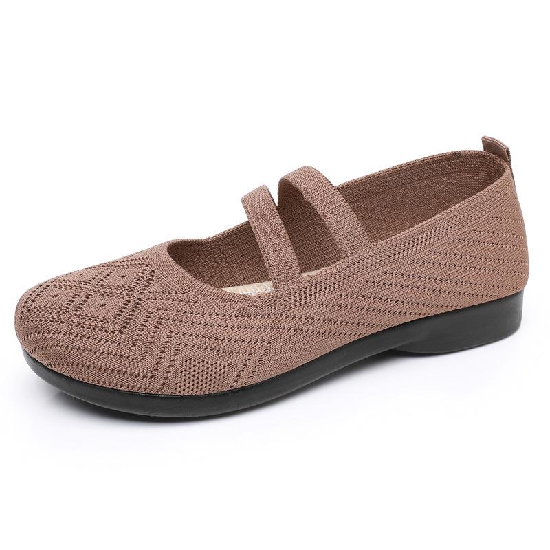 Summer Old Beijing Cloth Shoes Women's Mesh Shoes Breathable Flat Heel Soft Sole Non-slip Hollow Middle-aged and Elderly Mother Shoes Comfortable Sand