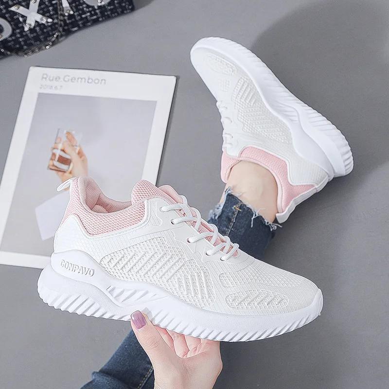 Женские кроссовки Wild Breathable и легкие кроссовки Single Net Women Fashion Trend Student Sneakers White Casual Shoes