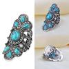 BLUELANS RINGS Винтажное объемное женское кольцо инкрустированное бирюзой и горным хрусталем