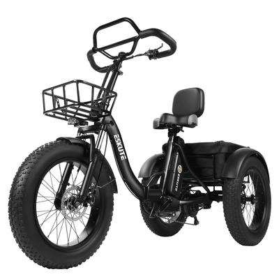 Электрический грузовой трехколесный велосипед ESKUTE T302 Pro, аккумулятор 48 В 20,8 Ач, с задним сиденьем и спинкой, передней и задней корзинами