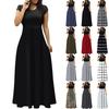 Women's Fashion Casual Loose Printed Round Neck Short Sleeve Long Dresses