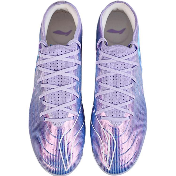 Футбольные бутсы Li Ning удобные универсальные практичные из искусственной кожи с амортизацией прочные мужские футбольные бутсы синие фиолетовые YSZU009-4