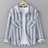 Japanese Fresh Striped Long-sleeved Shirt Casual Versatile Fashion Literary Shirt Lapel Top