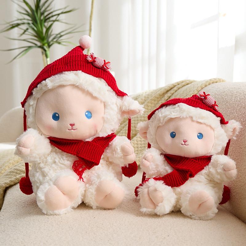 Белая плюшевая игрушка-овечка с наполнителем из полипропиленового хлопка для подарка детям и коллекционирования