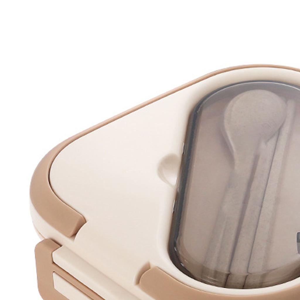 Bento Box Plastic Compartments Insulated Leakproof Lunch Box for School Work Microwave Safe Khaki