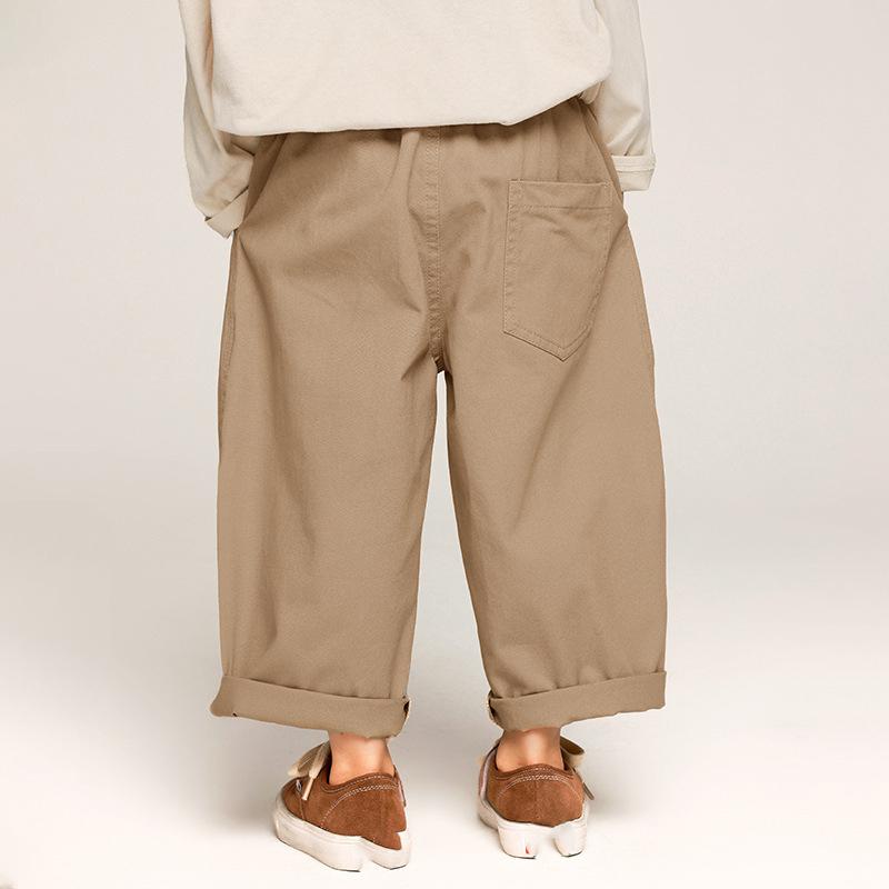 Осенние детские брюки корейского стиля, детские однотонные повседневные брюки для мальчиков, хлопковые свободные брюки