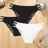 3Pcs Sexy Lady Style Transparent Lace Underwear Women's Straps Panties Seamless Perspective Briefs Low Waisted Triangle Pants