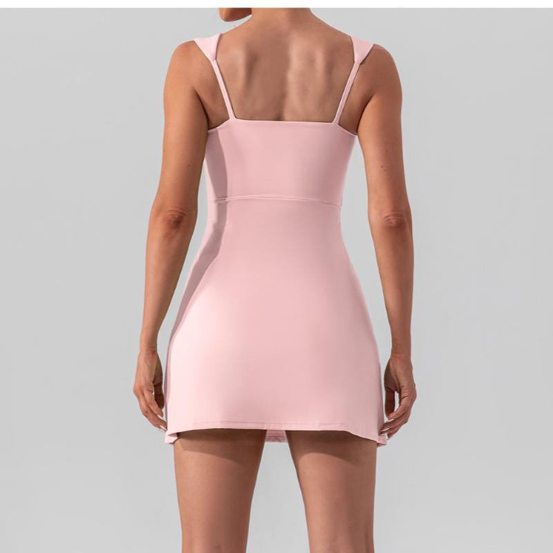 Женское летнее платье для йоги на бретелях без рукавов, высокая эластичность, однотонное, облегающее, мягкое, пляжное, короткое, летнее для фитнеса