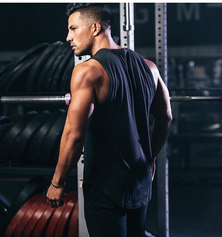 Мужская быстросохнущая майка слим-фит - Модная спортивная футболка без рукавов для бега 2021