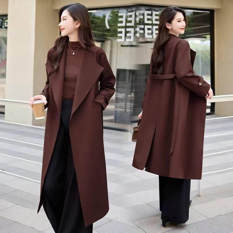 Длинное пальто-ветровка для женщин, новый стиль весны и осени, популярный темперамент и элегантное пальто этого года