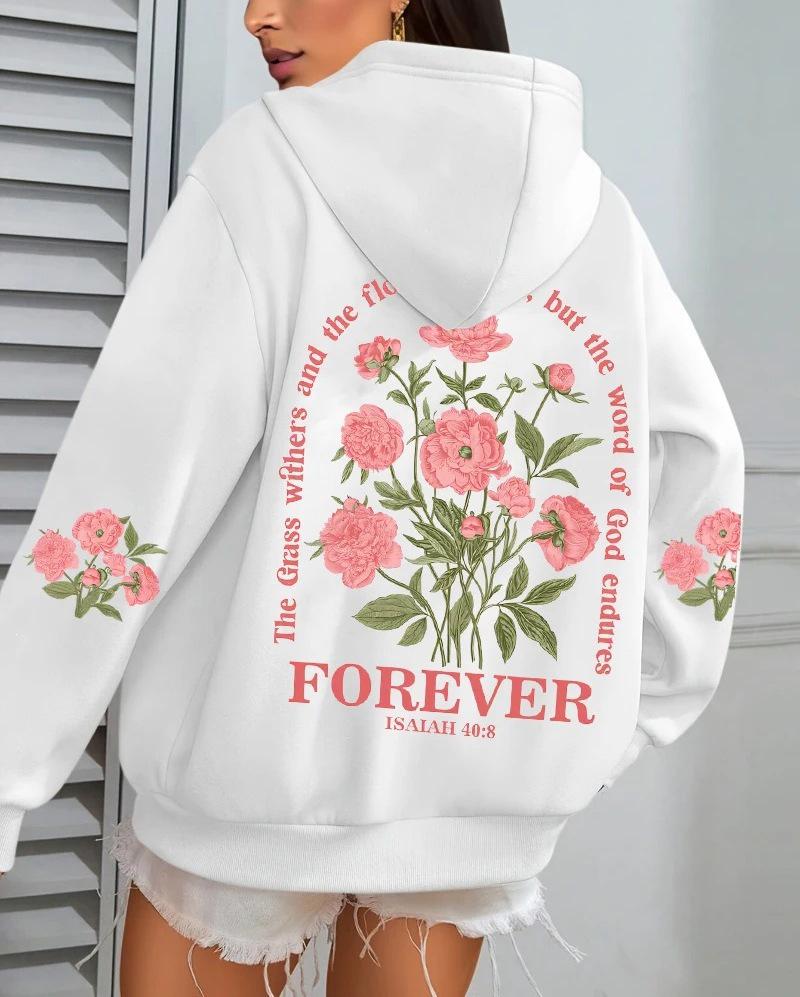 Women's Autumn Floral Hoodie with Pockets