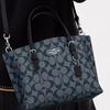 Coach Mollie Classic Monogram Сумка-тоут на молнии из покрытого холста и кожи Женская сумка-тоут Серебристый Темно-синий C4250-SVN2V