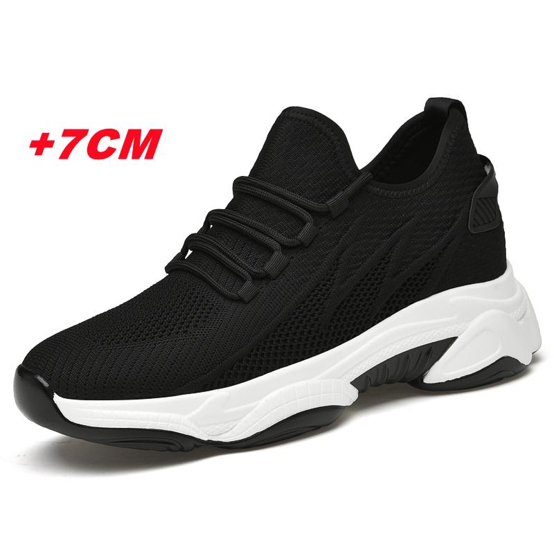 Summer Hollow Breathable Mesh Height Incresing Sneakers Men Shoes Elevator 7cm Outdoor Leisure White Casual Lift Man Shoes Tall