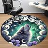 1pc Moon Wolf Office Round Area Rug, Under Office Chairs Bedroom Living Room Home Decor, Room Deco