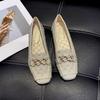 2025 Новые высококачественные женские туфли на плоской подошве с квадратным носком, с неглубоким вырезом, на мягкой подошве, удобные и повседневные, маленькие кожаные туфли 33-43