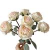 43СМ 7-компонентный букет из искусственных роз с подпаленными краями, перевязанный, высококлассное домашнее мягкое украшение, цветочные орнаменты