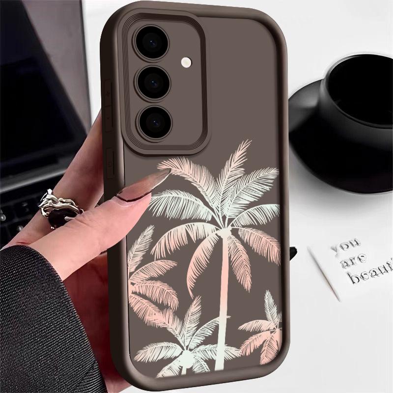 Для Samsung S25 S24 S23 S22 S21 Ultra A55 A54 A53 A52 A35 A34 A15 A14 5g Laser Coconut Tree противоударный силиконовый мягкий чехол
