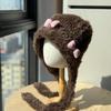 Новая милая плюшевая шапка с ушками медвежонка и бантом для женщин на осень и зиму, утолщенная и теплая, с защитой ушей, капюшон, маленький личик