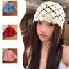 New Versatile Hat Hand Woven Head Hat for Women Spring Hollow Cold Hat Thin Stacked Hat Pullover Hat