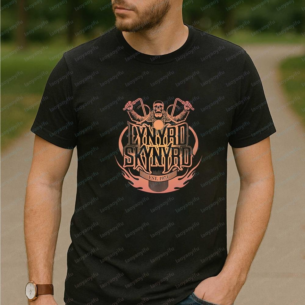 Lynyrd Skynyrd Bands Summer Fashion Shortsleeved Unisexs and Unisexs Universal Shirt Pattern Comfortable Tshirt