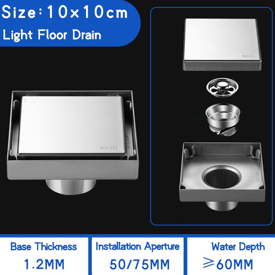 Невидимый слив для пола из нержавеющей стали 304, черный матовый слив для душа в ванной, квадратный фильтр для отходов, сливы для пола 10/11/12/15 см