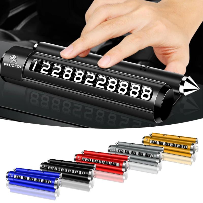 New Car Temporary Parking Card Rotate Phone Number Plate Aluminum Parking For Peugeot 308 408 508 RCZ 208 3008 2008 206 207 307