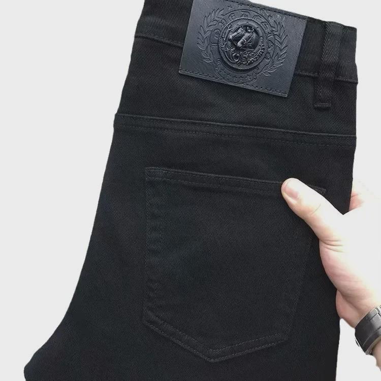 Мужские модные эластичные облегающие черные джинсы на осень и весну
