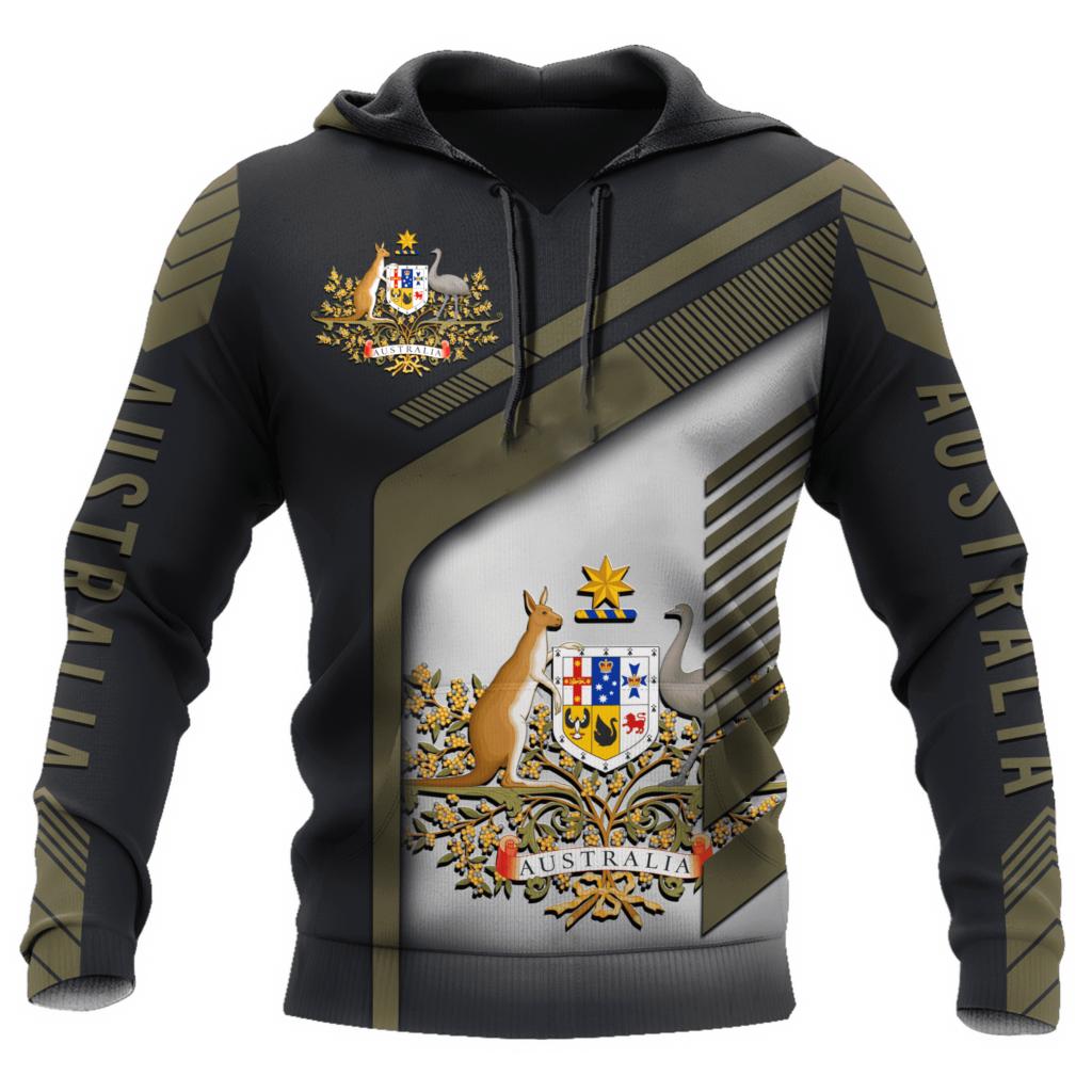 Мужские толстовки с капюшоном из Австралии с 3D-принтом и принтом кенгуру, осенняя, с длинным рукавом, повседневная, с флагом Австралии, уличная, дизайнерская толстовка с капюшоном