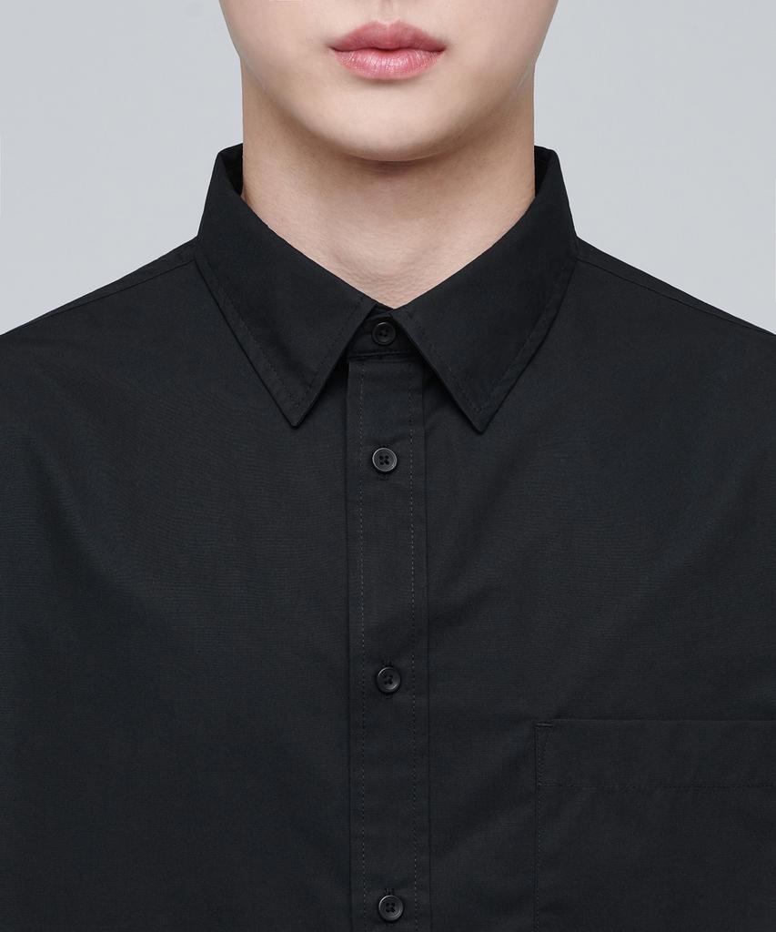 MUSINSA STANDARD Oversized Poplin Short Sleeve Shirt [Black]