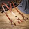 Y-Type Buttoned Suspenders Retro PU Leather Suspenders Simple Suspenders for Men  Suit