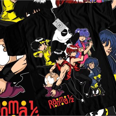 Трендовая летняя косплей-футболка нейтрального черно-белого цвета Rumiko Takahashi Ranma 1/2 Девушка Каваи Смешная черная футболка Все размеры