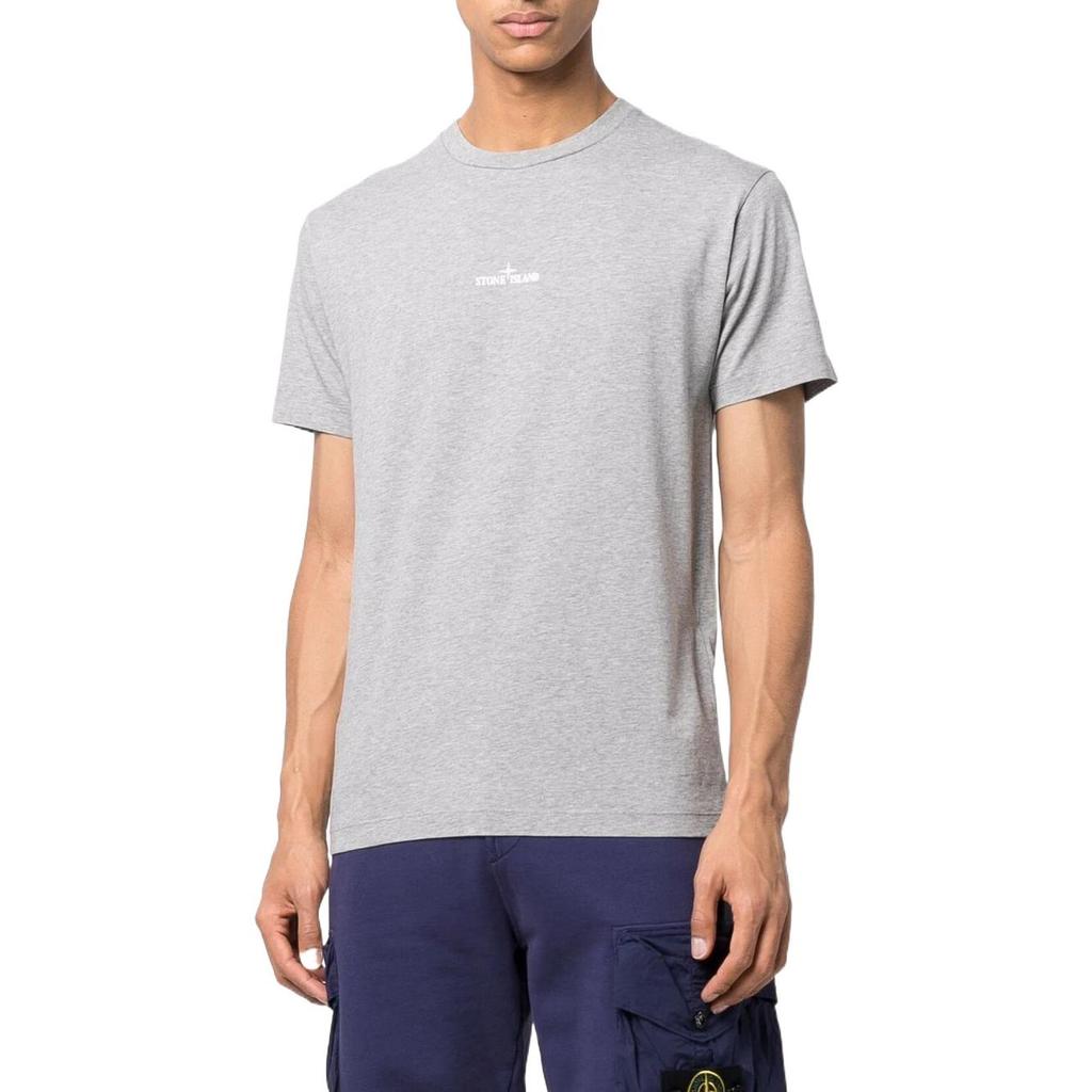 Stone Island Ss22 Solid Color Logo Letter Print Cotton Short Sleeve T-Shirt Men tops Gray 76152NS94-V0M64