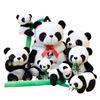 Горячая 12 см-20 см Милая забавная панда с бамбуковыми листьями Плюшевые игрушки Мягкая милая мультяшная кукла с черно-белым рисунком для детей Подарок