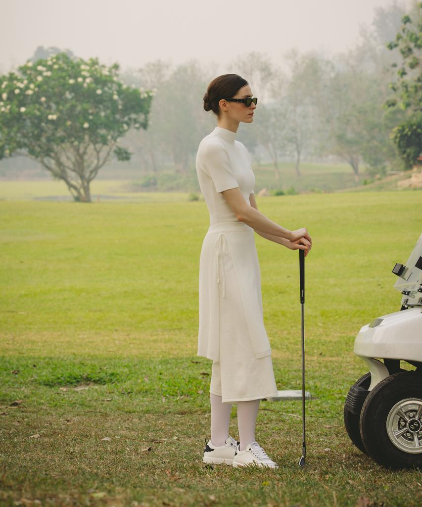 OBER GOLF Knit Wrap Layered Half Pants (Ivory)
