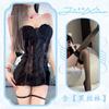 Сексуальная одежда Сексуальный кружевной атласный топ-корсет с косточками, юбка с запахом на бедрах, подтягивающая фигуру пижама, женская одежда для быстрого соблазнения