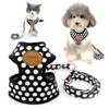 ZUNEA Dog Harness Leash Set Cute Dot Pattern Soft Mesh Torso Ring for Chihuahua Walking Pet Supplies Dog Wear for Small Dogs S Black,