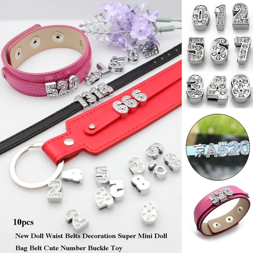 10pcs Number Bag Belt Decoration Silver Color Belt Buckle Decoration 20cm Cotton Dolls