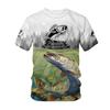 New Deep Sea Fishing Printed Tss Shirts Men's 3D Outdoor Fisherman O Collar Short-sleeved Y2k Tops Men's and Women's Hunting F