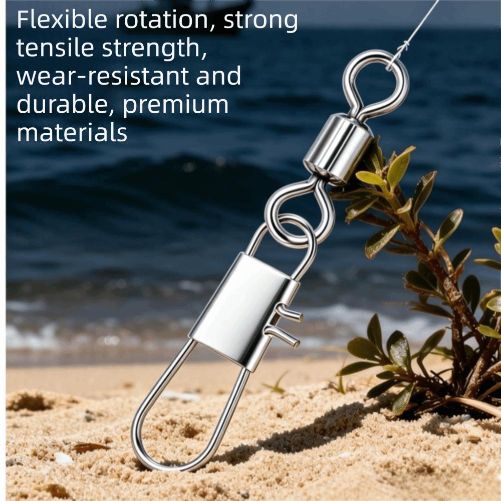50pcs Stainless Steel Fishhook Lure Connector with Interlock Snap Fish Interlock Snap  Pike Fishing