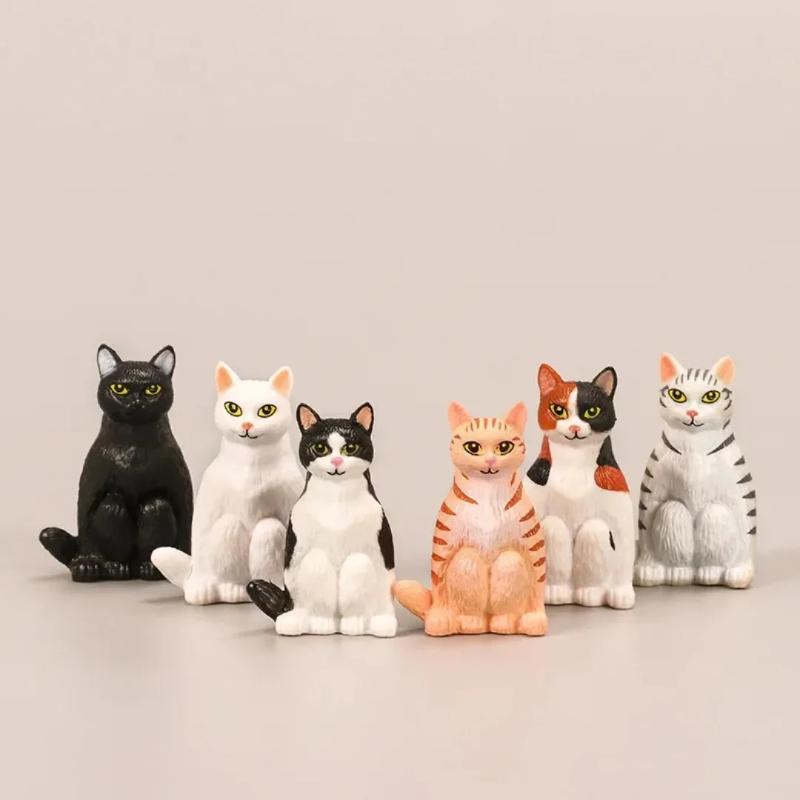 6 шт. Мультяшная фигурка кошки, имитация, украшение, животное, милые котята, фигурки, модели, орнамент, исцеляющие детские игрушки, для детских подарков