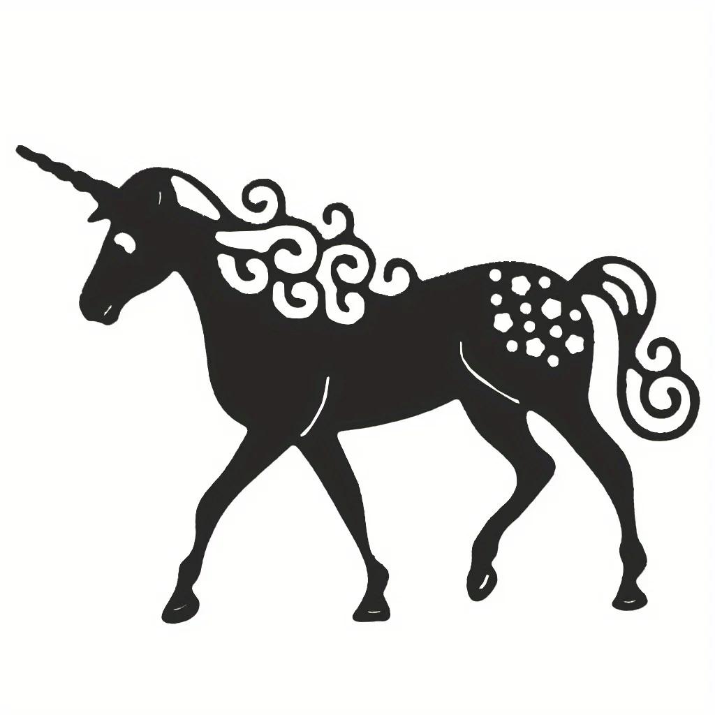 1pc Cute Unicorn-Shaped Wall Hanging Metal Crafts for Outdoor Garden Décor Perfect for Wedding Party Scenes